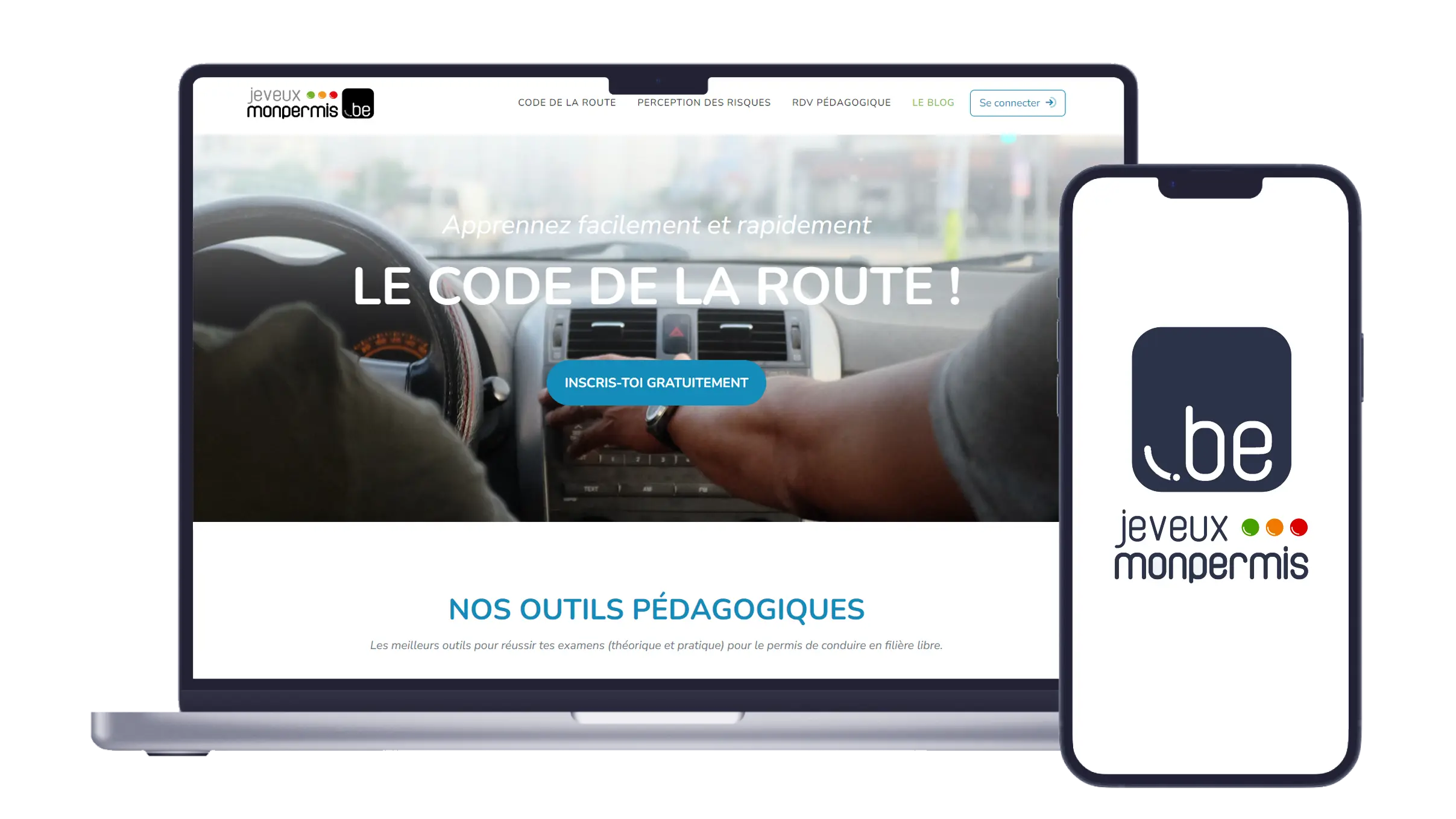 image d'un ordinateur portable et d'un mobile qui affiche le site web